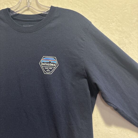 Patagonia Fitz Roy Hex Long Sleeve Regular Fit T-Shirt Tee Navy Men's Medium - Picture 4 of 16